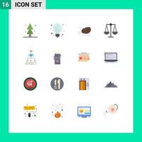 Pictogram Set of 16 Simple Flat Colors of group teamwork diet team justice Editable Pack of Creative Vector Design Elements