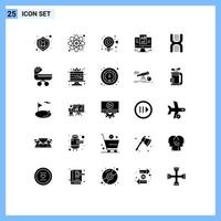 Set of 25 Modern UI Icons Symbols Signs for biology computer bulb laptop report Editable Vector Design Elements