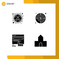 Set of Vector Solid Glyphs on Grid for seo touch aim finding goal website Editable Vector Design Elements