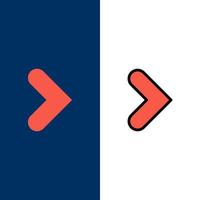 Arrow Right Forward Direction  Icons Flat and Line Filled Icon Set Vector Blue Background