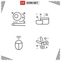 4 Icons Line Style. Grid Based Creative Outline Symbols for Website Design. Simple Line Icon Signs Isolated on White Background. 4 Icon Set. vector