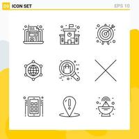 Collection of 9 Universal Line Icons. Icon Set for Web and Mobile. vector