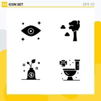 User Interface Pack of 4 Basic Solid Glyphs of eye home arbor budget toilet Editable Vector Design Elements