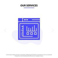 Our Services Browser Internet Web Static Solid Glyph Icon Web card Template vector