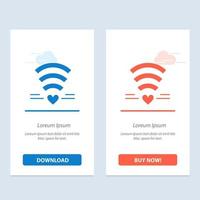 wifi amor boda corazón azul y rojo descargar y comprar ahora plantilla de tarjeta de widget web vector