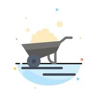 Barrow Garden Trolley Truck Wheelbarrow Abstract Flat Color Icon Template vector