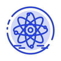 átomo educación nuclear azul línea punteada icono de línea vector