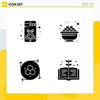 Collection of 4 Universal Solid Icons. Icon Set for Web and Mobile. vector