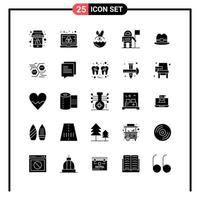 conjunto de 25 iconos de estilo sólido para web y móvil. símbolos de glifos para imprimir. signos de icono sólido aislados sobre fondo blanco. 25 conjunto de iconos. vector