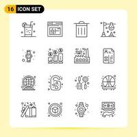 16 Creative Icons for Modern website design and responsive mobile apps. 16 Outline Symbols Signs on White Background. 16 Icon Pack. vector