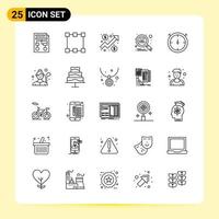 25 Creative Icons for Modern website design and responsive mobile apps. 25 Outline Symbols Signs on White Background. 25 Icon Pack. vector