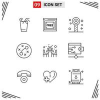 9 Icons Line Style. Grid Based Creative Outline Symbols for Website Design. Simple Line Icon Signs Isolated on White Background. 9 Icon Set. vector