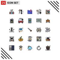 Mobile Interface Filled line Flat Color Set of 25 Pictograms of printing marketing holiday dollar arrow Editable Vector Design Elements