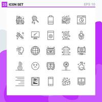 User Interface Pack of 25 Basic Lines of rate diagram power commerce tools Editable Vector Design Elements