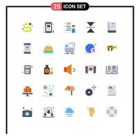 Mobile Interface Flat Color Set of 25 Pictograms of book mirror mobile flip programmer Editable Vector Design Elements