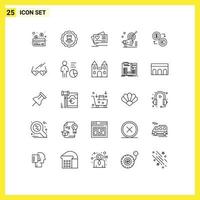 Modern Set of 25 Lines and symbols such as coins audiance love target megaphone Editable Vector Design Elements