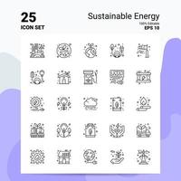 25 Sustainable Energy Icon Set 100 Editable EPS 10 Files Business Logo Concept Ideas Line icon design vector