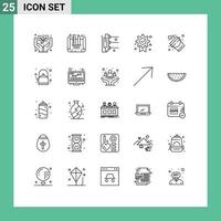 Group of 25 Lines Signs and Symbols for firefighter bucket printing medal badge Editable Vector Design Elements