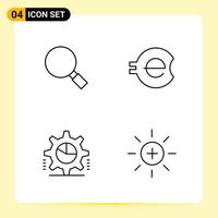 4 Creative Icons for Modern website design and responsive mobile apps. 4 Outline Symbols Signs on White Background. 4 Icon Pack. vector