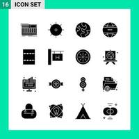 Pack of 16 Solid Style Icon Set. Glyph Symbols for print. Creative Signs Isolated on White Background. 16 Icon Set. vector