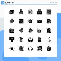 Modern Set of 25 Solid Glyphs Pictograph of custom content mail global love letter heart Editable Vector Design Elements