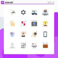 User Interface Pack of 16 Basic Flat Colors of keep server ui database computer Editable Pack of Creative Vector Design Elements