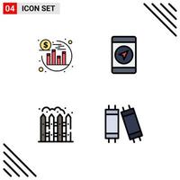 Modern Set of 4 Filledline Flat Colors Pictograph of investment halogen mobile home light Editable Vector Design Elements