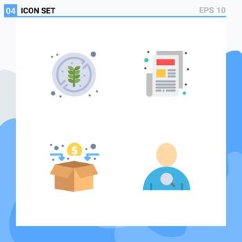Modern Set of 4 Flat Icons and symbols such as no diet network rice newsletter employee Editable Vector Design Elements