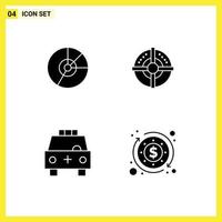4 User Interface Solid Glyph Pack of modern Signs and Symbols of pie strategy diagram statistics ambulance Editable Vector Design Elements
