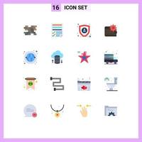 Pack of 16 Modern Flat Colors Signs and Symbols for Web Print Media such as making personal data money cash Editable Pack of Creative Vector Design Elements