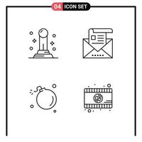 Stock Vector Icon Pack of 4 Line Signs and Symbols for business comet address envelope meteor Editable Vector Design Elements