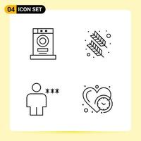 4 Creative Icons for Modern website design and responsive mobile apps 4 Outline Symbols Signs on White Background 4 Icon Pack Creative Black Icon vector background