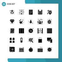 Pack of 25 Modern Solid Glyphs Signs and Symbols for Web Print Media such as secure locked sound gdpr spotlight Editable Vector Design Elements