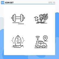 Modern 4 Line style icons Outline Symbols for general use Creative Line Icon Sign Isolated on White Background 4 Icons Pack Creative Black Icon vector background