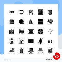 paquete moderno de 25 iconos. símbolos de glifos sólidos aislados en el fondo blanco para el diseño de sitios web vector