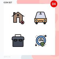 Group of 4 Modern Filledline Flat Colors Set for buildings equipment protect passenger toolbox Editable Vector Design Elements