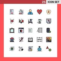 Mobile Interface Filled line Flat Color Set of 25 Pictograms of heart environment science ecology denied Editable Vector Design Elements