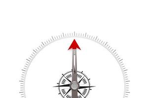 compass, measuring scale Top pointing with space to add text on white background. Business ideas, and strategy design for you. photo