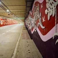 PM Narendra Modi dedicate Pragati tunnel and five underpass of Pragati Maidan Integrated Transit Corridor Project to nation, Pragati Tunnel opens for traffic movement, Graffitis in Pragati Tunnel photo