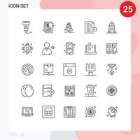 25 Thematic Vector Lines and Editable Symbols of file delete money data christmas Editable Vector Design Elements