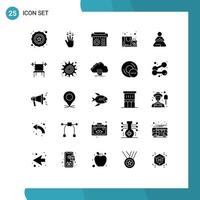 25 Thematic Vector Solid Glyphs and Editable Symbols of training fast equipment purchase favorite Editable Vector Design Elements