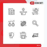 User Interface Pack of 9 Basic Outlines of para cord camping rope christmas arrest handcuffs Editable Vector Design Elements