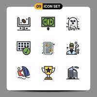 Set of 9 Modern UI Icons Symbols Signs for gadget connected money computers halloween Editable Vector Design Elements