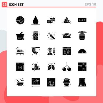 conjunto de pictogramas de 25 glifos sólidos simples de seguridad exterior qa camping camping elementos de diseño vectorial editables vector