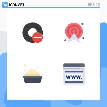 4 Universal Flat Icons Set for Web and Mobile Applications computers route gadget target cleaning Editable Vector Design Elements