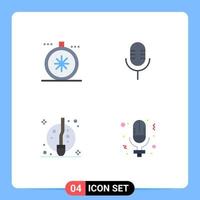 Group of 4 Modern Flat Icons Set for compass fly open sound witch Editable Vector Design Elements