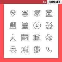 16 Icon Pack Line Style Outline Symbols on White Background Simple Signs for general designing Creative Black Icon vector background