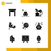 9 Icon Set. Solid Style Icon Pack. Glyph Symbols isolated on White Backgound for Responsive Website Designing. vector