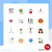 conjunto de 16 iconos de interfaz de usuario modernos signos de símbolos para línea de altavoz de potencia de volumen de gráfico paquete editable de elementos de diseño de vectores creativos