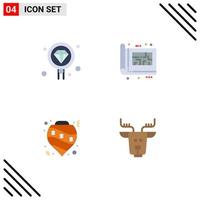 Set of 4 Vector Flat Icons on Grid for coding print programming design bauble Editable Vector Design Elements